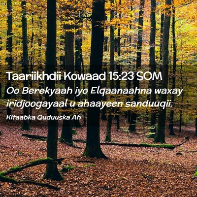 Picture 02 - Taariikhdii Kowaad 15:23 SOM - Oo Berekyaah iyo Elqaanaahna waxay iridjoogayaal - Bible Verse Picture