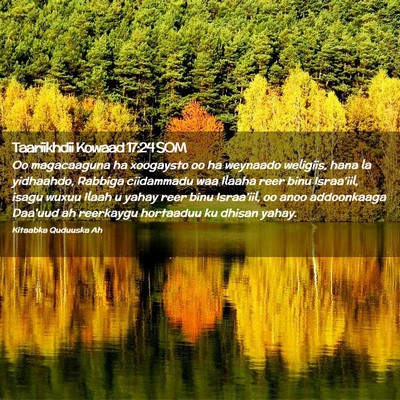 Picture 02 - Taariikhdii Kowaad 17:24 SOM - Oo magacaaguna ha xoogaysto oo ha weynaado - Bible Verse Picture