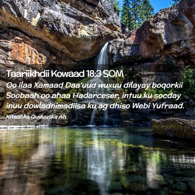 Picture 02 - Taariikhdii Kowaad 18:3 SOM - Oo ilaa Xamaad Daa'uud wuxuu dilayay boqorkii - Bible Verse Picture