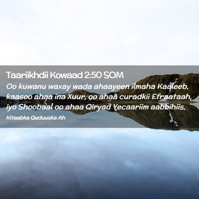Picture 02 - Taariikhdii Kowaad 2:50 SOM - Oo kuwanu waxay wada ahaayeen ilmaha Kaaleeb, - Bible Verse Picture