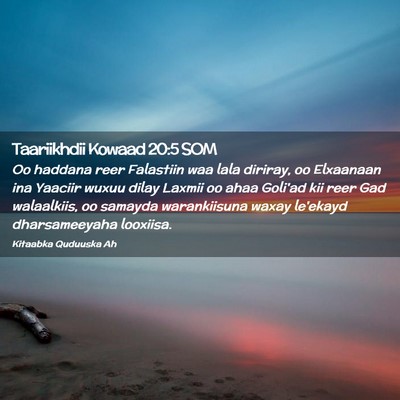 Picture 02 - Taariikhdii Kowaad 20:5 SOM - Oo haddana reer Falastiin waa lala diriray, oo - Bible Verse Picture