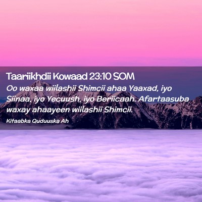 Picture 02 - Taariikhdii Kowaad 23:10 SOM - Oo waxaa wiilashii Shimcii ahaa Yaaxad, iyo - Bible Verse Picture