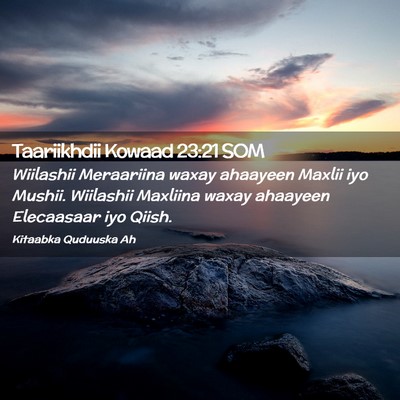 Picture 02 - Taariikhdii Kowaad 23:21 SOM - Wiilashii Meraariina waxay ahaayeen Maxlii iyo - Bible Verse Picture