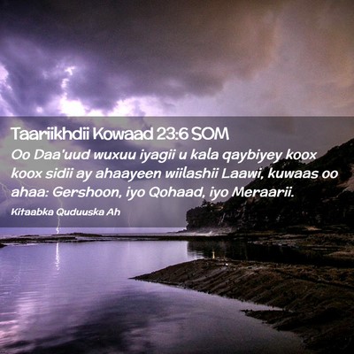 Picture 02 - Taariikhdii Kowaad 23:6 SOM - Oo Daa'uud wuxuu iyagii u kala qaybiyey koox koox - Bible Verse Picture