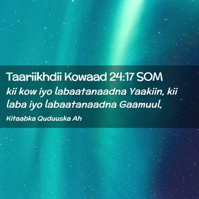 Picture 02 - Taariikhdii Kowaad 24:17 SOM - kii kow iyo labaatanaadna Yaakiin, kii laba iyo - Bible Verse Picture