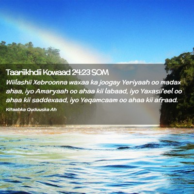 Picture 02 - Taariikhdii Kowaad 24:23 SOM - Wiilashii Xebroonna waxaa ka joogay Yeriyaah oo - Bible Verse Picture