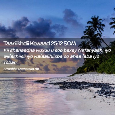 Picture 02 - Taariikhdii Kowaad 25:12 SOM - Kii shanaadna wuxuu u soo baxay Netanyaah, iyo - Bible Verse Picture