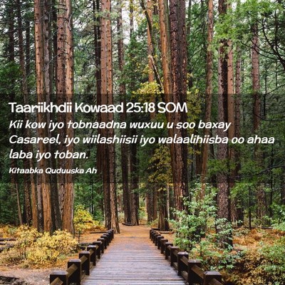 Picture 02 - Taariikhdii Kowaad 25:18 SOM - Kii kow iyo tobnaadna wuxuu u soo baxay Casareel, - Bible Verse Picture
