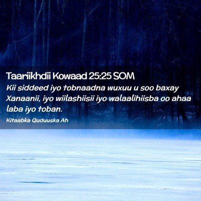 Picture 02 - Taariikhdii Kowaad 25:25 SOM - Kii siddeed iyo tobnaadna wuxuu u soo baxay - Bible Verse Picture