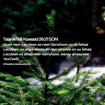 Picture 02 - Taariikhdii Kowaad 26:21 SOM - Kuwii reer Lacdaan ee reer Gershoon oo uu lahaa - Bible Verse Picture