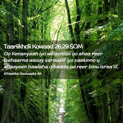 Picture 02 - Taariikhdii Kowaad 26:29 SOM - Oo Kenanyaah iyo wiilashiisii oo ahaa reer - Bible Verse Picture