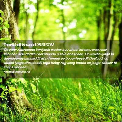 Picture 02 - Taariikhdii Kowaad 26:31 SOM - Oo reer Xebroonna Yeriyaah madax buu ahaa, - Bible Verse Picture