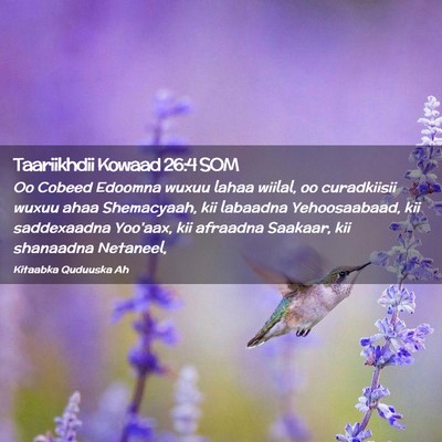 Picture 02 - Taariikhdii Kowaad 26:4 SOM - Oo Cobeed Edoomna wuxuu lahaa wiilal, oo - Bible Verse Picture