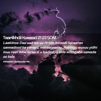 Picture 02 - Taariikhdii Kowaad 27:23 SOM - Laakiinse Daa'uud ma uu tirinin intoodii labaatan - Bible Verse Picture
