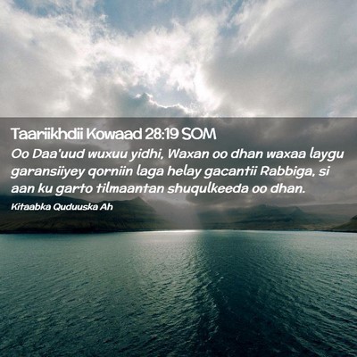 Picture 02 - Taariikhdii Kowaad 28:19 SOM - Oo Daa'uud wuxuu yidhi, Waxan oo dhan waxaa laygu - Bible Verse Picture