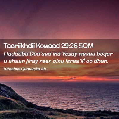 Picture 02 - Taariikhdii Kowaad 29:26 SOM - Haddaba Daa'uud ina Yesay wuxuu boqor u ahaan - Bible Verse Picture