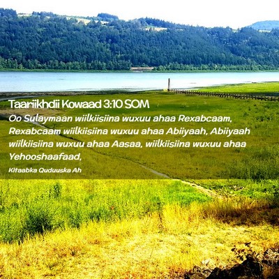 Picture 02 - Taariikhdii Kowaad 3:10 SOM - Oo Sulaymaan wiilkiisiina wuxuu ahaa Rexabcaam, - Bible Verse Picture