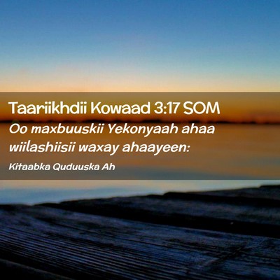 Picture 02 - Taariikhdii Kowaad 3:17 SOM - Oo maxbuuskii Yekonyaah ahaa wiilashiisii waxay - Bible Verse Picture