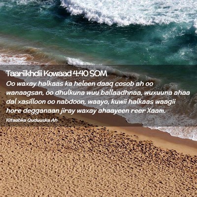 Picture 02 - Taariikhdii Kowaad 4:40 SOM - Oo waxay halkaas ka heleen daaq cosob ah oo - Bible Verse Picture