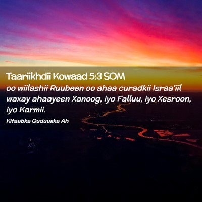 Picture 02 - Taariikhdii Kowaad 5:3 SOM - oo wiilashii Ruubeen oo ahaa curadkii Israa'iil - Bible Verse Picture