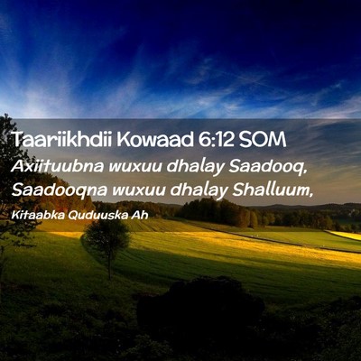 Picture 02 - Taariikhdii Kowaad 6:12 SOM - Axiituubna wuxuu dhalay Saadooq, Saadooqna wuxuu - Bible Verse Picture