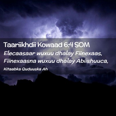 Picture 02 - Taariikhdii Kowaad 6:4 SOM - Elecaasaar wuxuu dhalay Fiinexaas, Fiinexaasna - Bible Verse Picture