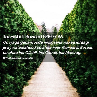 Picture 02 - Taariikhdii Kowaad 6:44 SOM - Oo iyaga gacantooda midigtana waxaa istaagi jiray - Bible Verse Picture