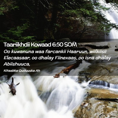 Picture 02 - Taariikhdii Kowaad 6:50 SOM - Oo kuwanuna waa farcankii Haaruun, wiilkiisii - Bible Verse Picture