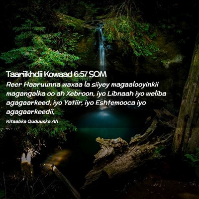 Picture 02 - Taariikhdii Kowaad 6:57 SOM - Reer Haaruunna waxaa la siiyey magaalooyinkii - Bible Verse Picture