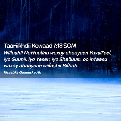 Picture 02 - Taariikhdii Kowaad 7:13 SOM - Wiilashii Naftaalina waxay ahaayeen Yaxsii'eel, - Bible Verse Picture