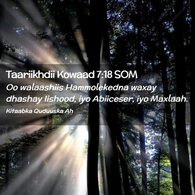 Picture 02 - Taariikhdii Kowaad 7:18 SOM - Oo walaashiis Hammolekedna waxay dhashay Iishood, - Bible Verse Picture