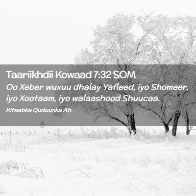 Picture 02 - Taariikhdii Kowaad 7:32 SOM - Oo Xeber wuxuu dhalay Yafleed, iyo Shomeer, iyo - Bible Verse Picture