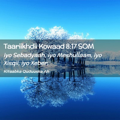 Picture 02 - Taariikhdii Kowaad 8:17 SOM - iyo Sebadyaah, iyo Meshullaam, iyo Xisqii, iyo - Bible Verse Picture