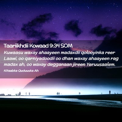 Picture 02 - Taariikhdii Kowaad 9:34 SOM - Kuwaasu waxay ahaayeen madaxdii qolooyinka reer - Bible Verse Picture