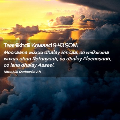 Picture 02 - Taariikhdii Kowaad 9:43 SOM - Moosaana wuxuu dhalay Bincaa, oo wiilkiisiina - Bible Verse Picture