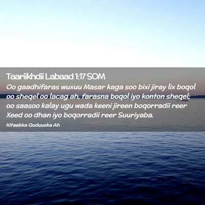 Picture 02 - Taariikhdii Labaad 1:17 SOM - Oo gaadhifaras wuxuu Masar kaga soo bixi jiray - Bible Verse Picture
