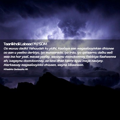 Picture 02 - Taariikhdii Labaad 14:7 SOM - Oo wuxuu dadkii Yahuudah ku yidhi, Kaalaya aan - Bible Verse Picture