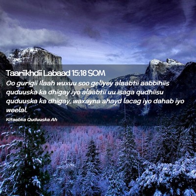 Picture 02 - Taariikhdii Labaad 15:18 SOM - Oo gurigii Ilaah wuxuu soo geliyey alaabtii - Bible Verse Picture