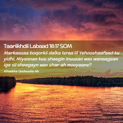 Picture 02 - Taariikhdii Labaad 18:17 SOM - Markaasaa boqorkii dalka Israa'iil Yehooshaafaad - Bible Verse Picture