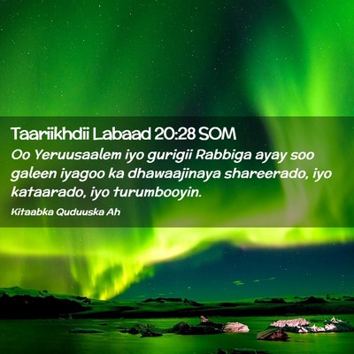 Picture 02 - Taariikhdii Labaad 20:28 SOM - Oo Yeruusaalem iyo gurigii Rabbiga ayay soo - Bible Verse Picture