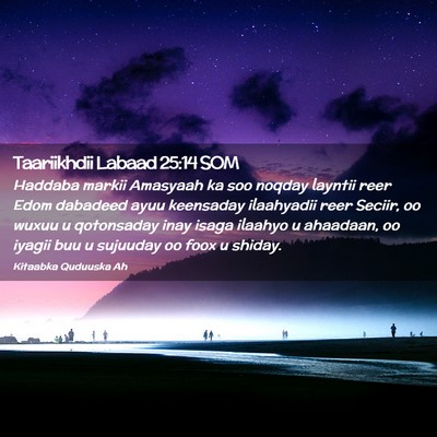 Picture 02 - Taariikhdii Labaad 25:14 SOM - Haddaba markii Amasyaah ka soo noqday layntii - Bible Verse Picture