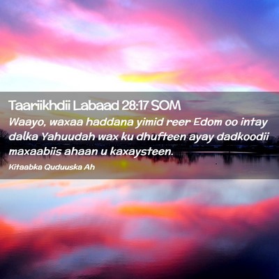 Picture 02 - Taariikhdii Labaad 28:17 SOM - Waayo, waxaa haddana yimid reer Edom oo intay - Bible Verse Picture