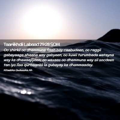 Picture 02 - Taariikhdii Labaad 29:28 SOM - Oo shirkii oo dhammuna Ilaah bay caabudeen, oo - Bible Verse Picture