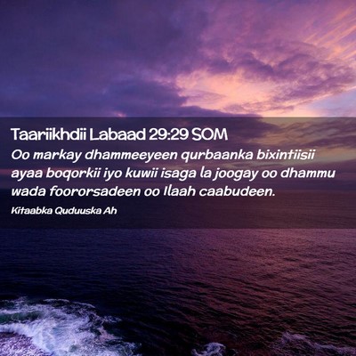 Picture 02 - Taariikhdii Labaad 29:29 SOM - Oo markay dhammeeyeen qurbaanka bixintiisii ayaa - Bible Verse Picture