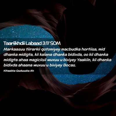 Picture 02 - Taariikhdii Labaad 3:17 SOM - Markaasuu tiirarkii qotomiyey macbudka hortiisa, - Bible Verse Picture