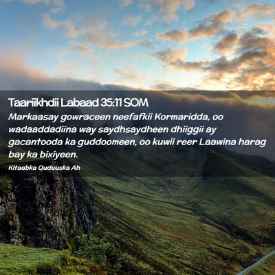 Picture 02 - Taariikhdii Labaad 35:11 SOM - Markaasay gowraceen neefafkii Kormaridda, oo - Bible Verse Picture