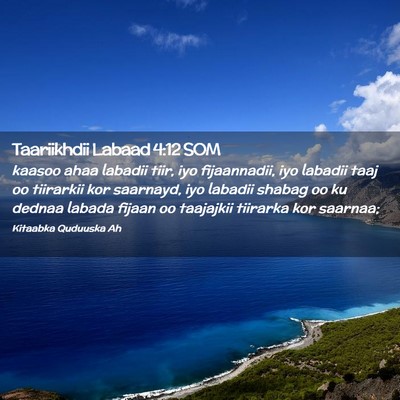 Picture 02 - Taariikhdii Labaad 4:12 SOM - kaasoo ahaa labadii tiir, iyo fijaannadii, iyo - Bible Verse Picture