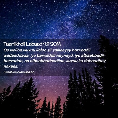 Picture 02 - Taariikhdii Labaad 4:9 SOM - Oo weliba wuxuu kaloo sii sameeyey barxaddii - Bible Verse Picture