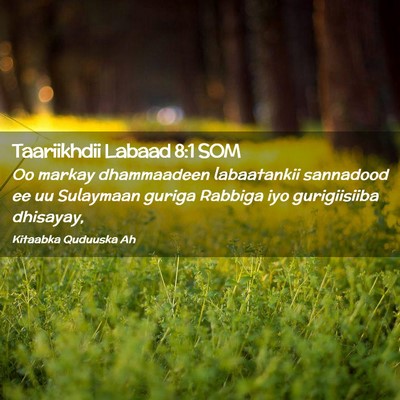 Picture 02 - Taariikhdii Labaad 8:1 SOM - Oo markay dhammaadeen labaatankii sannadood ee uu - Bible Verse Picture