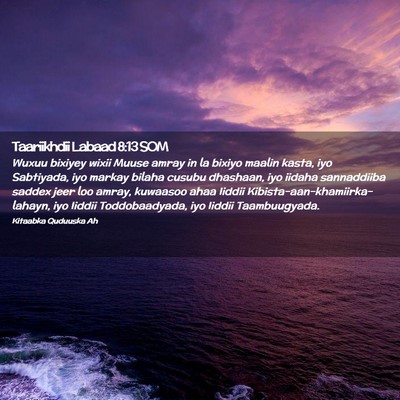 Picture 02 - Taariikhdii Labaad 8:13 SOM - Wuxuu bixiyey wixii Muuse amray in la bixiyo - Bible Verse Picture